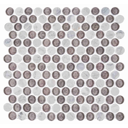 Andova Tiles Space 3/4 in. Penny Round Glass & Natural Stone Mosaic Wall & Floor Tile Space 3/4 in. Andova Tiles